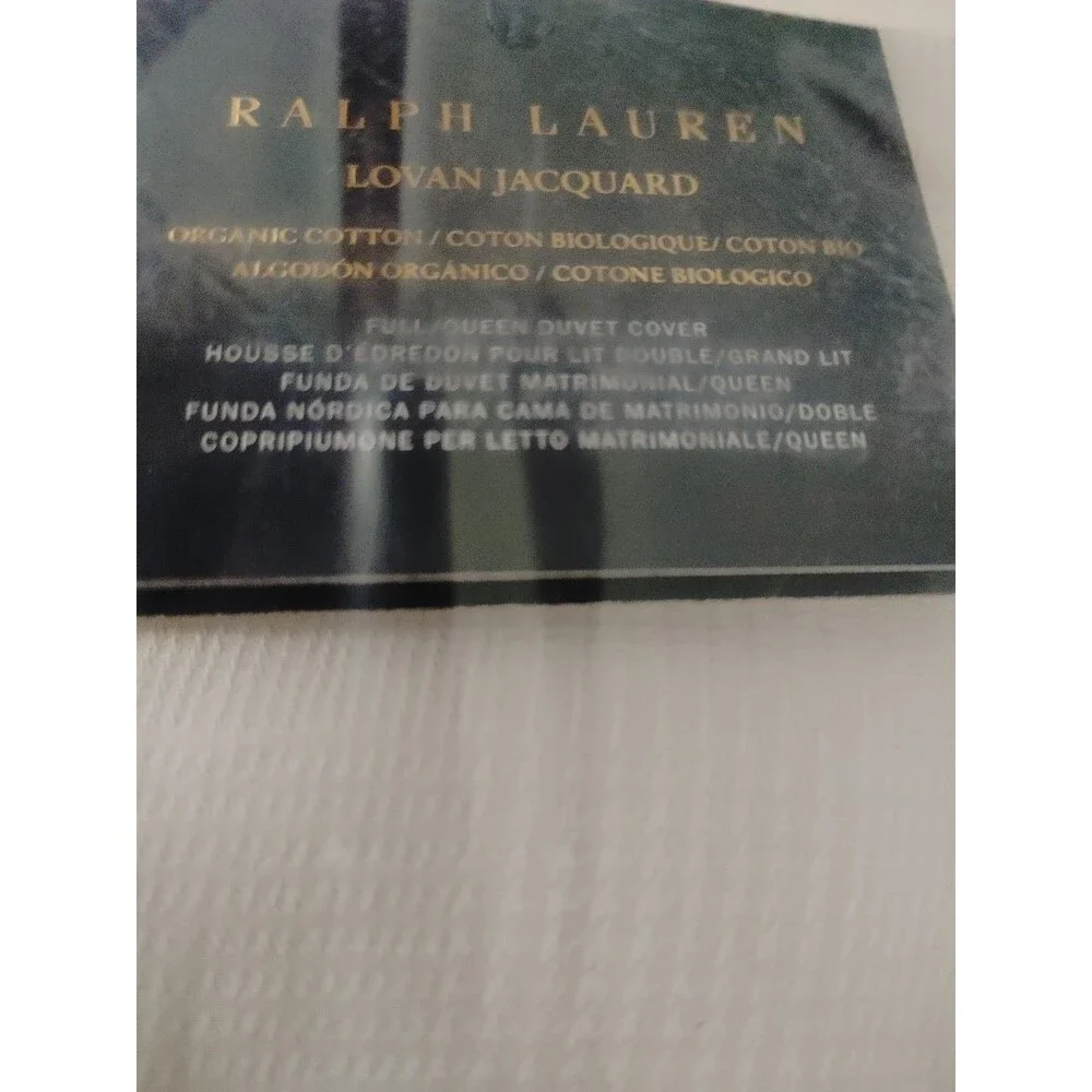 Ralph Lauren Lovan Jacquard Duvet Cover Full/Queen Platinum Organic Cotton NIP